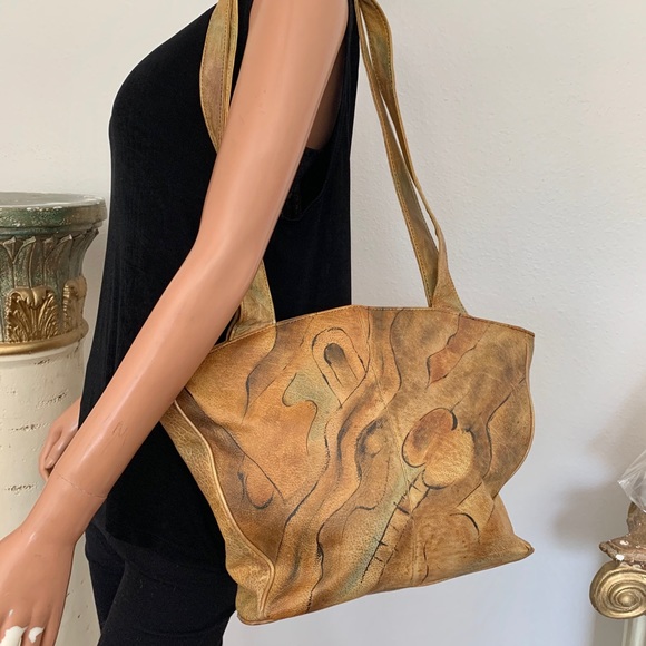 India Leather Handbags - Leather Bag India Painted Designer Fashion Hip